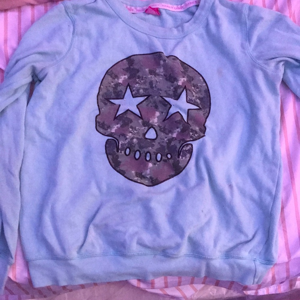 Hard Candy Baby Blue Skull Sweat Shirt